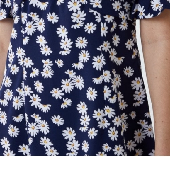 Blue Vanilla Navy White Daisy Print Midi Dress Size 16 - Picture 9 of 11